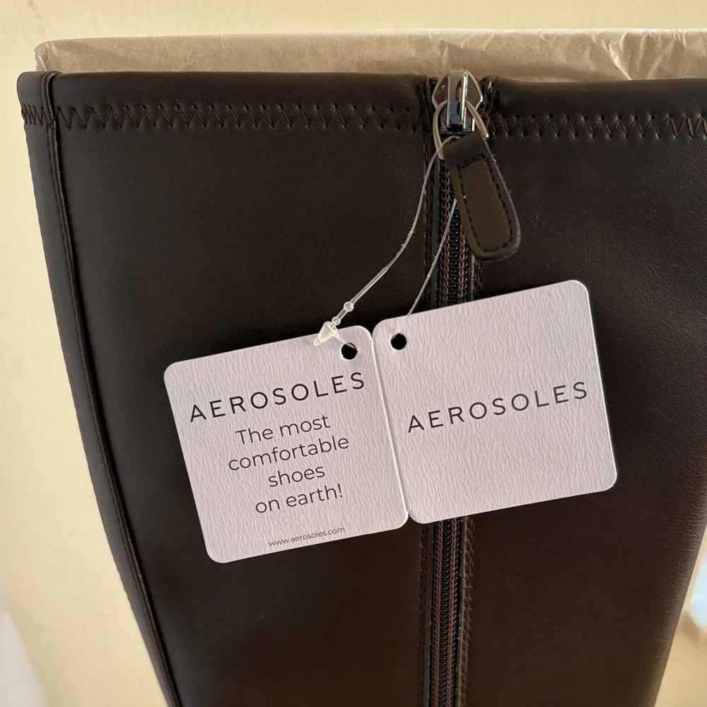 AEROSOLES Dark Brown Over-the-Knee Block Heel Boots - Picture 3 of 8